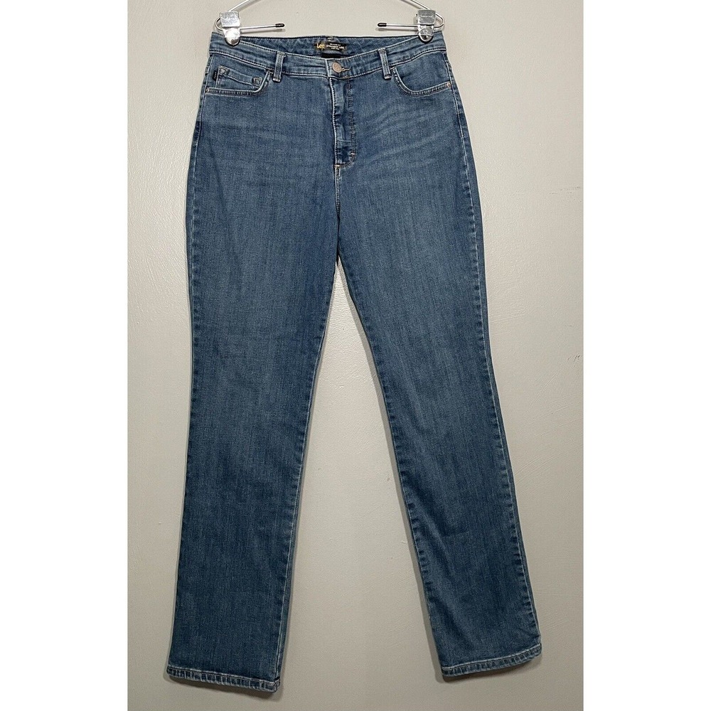 LEE Relaxed Fit Womens Size 12 Tall Long High Rise Blue Jeans Instantly Slims